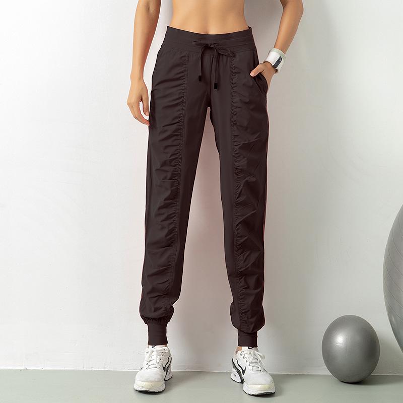 Lulu Women's Lightweight Quick-Dry Pleated Joggers - Breathable, Loose, Slimming, Casual Fitness Pants for Summer Running