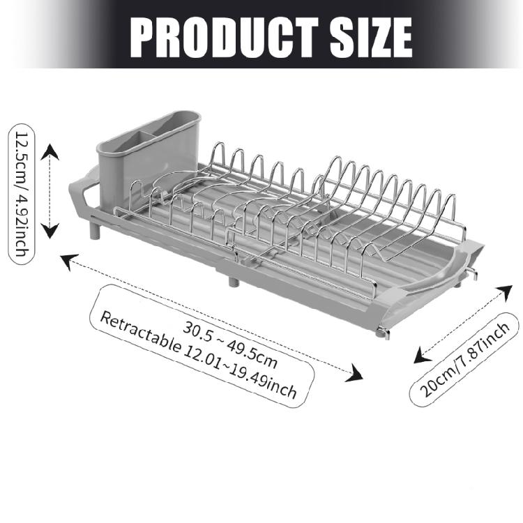 Flexible Expandable Over Sink Dish Drainer With Two Layers And Storage For Fast Drying