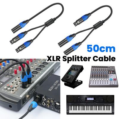 50cm XLR Splitter Cable 1 XLR Male To 2 XLR Female XLR Y Splitter Cable Microphone Splitter Cord for Amplifier Microphone Mixer