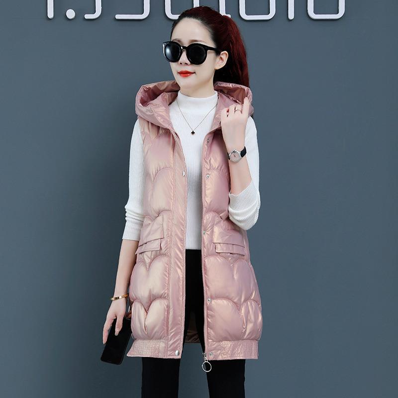 New Bright Cotton Vest for Women's Long Thick Vest In Autumn and Winter Students Wear Vest Jacket Outside.