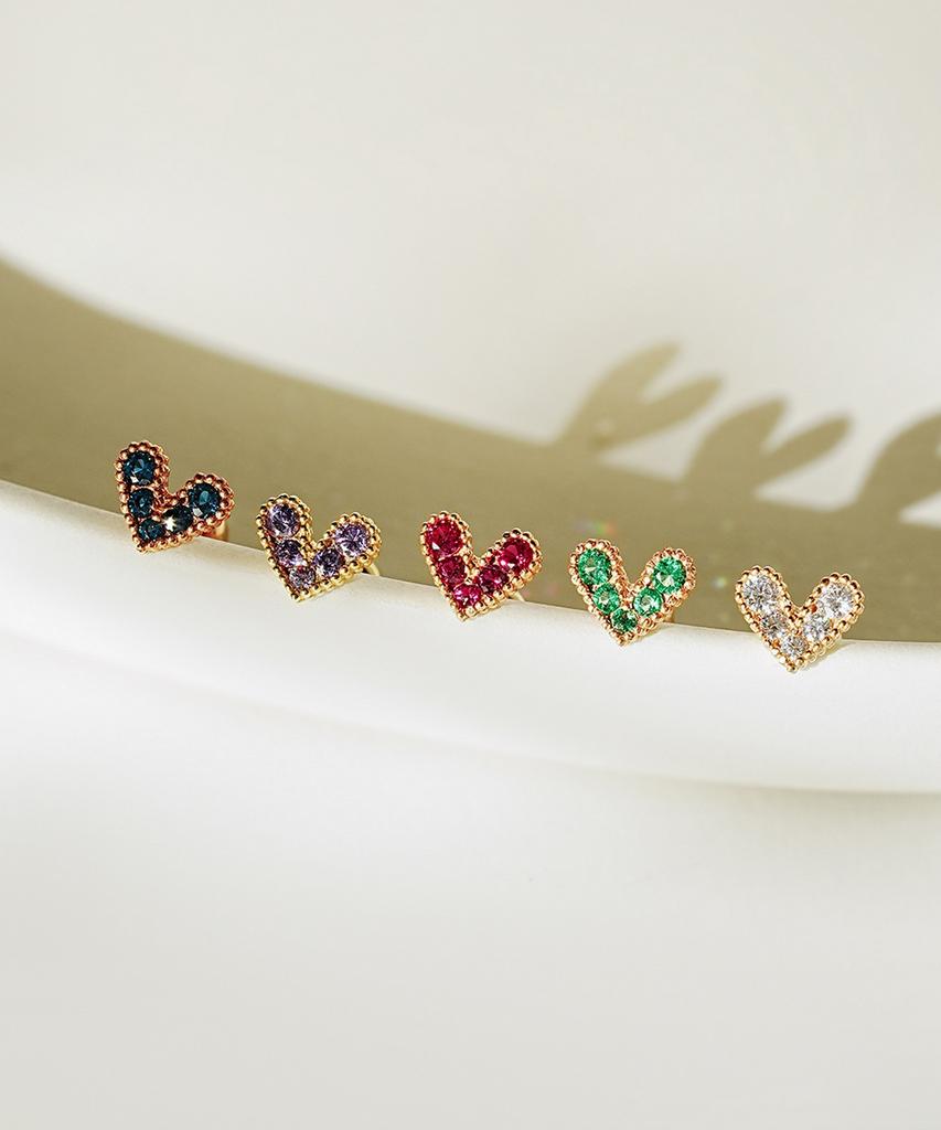 Minimalpiercing 14K Bling Lovely Heart Piercing Earrings