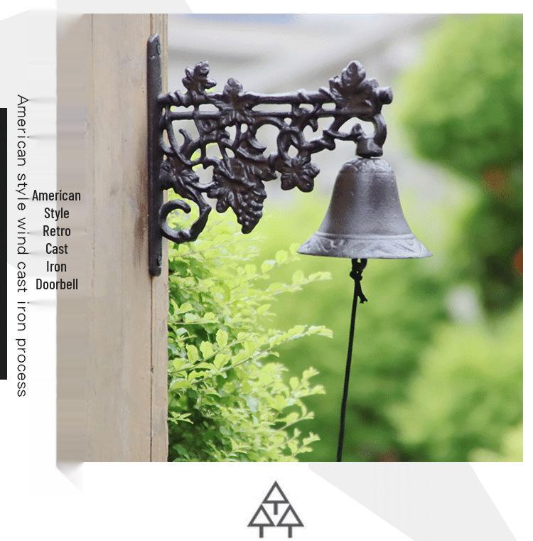Rustic Wrought Iron Grape Doorbell - Vintage Hand-Cranked Wall Decoration