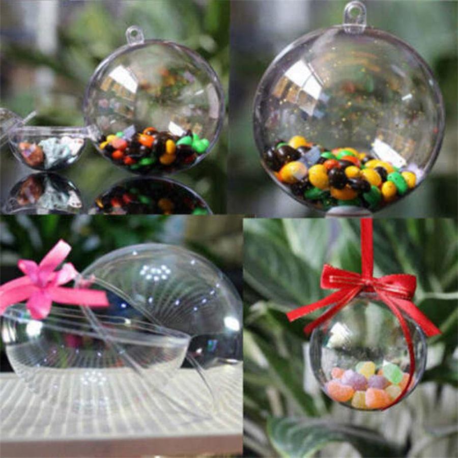 25Pcs Clear Plastic Ball Baubles Christmas Tree Hanging Party Ornament Craft DIY