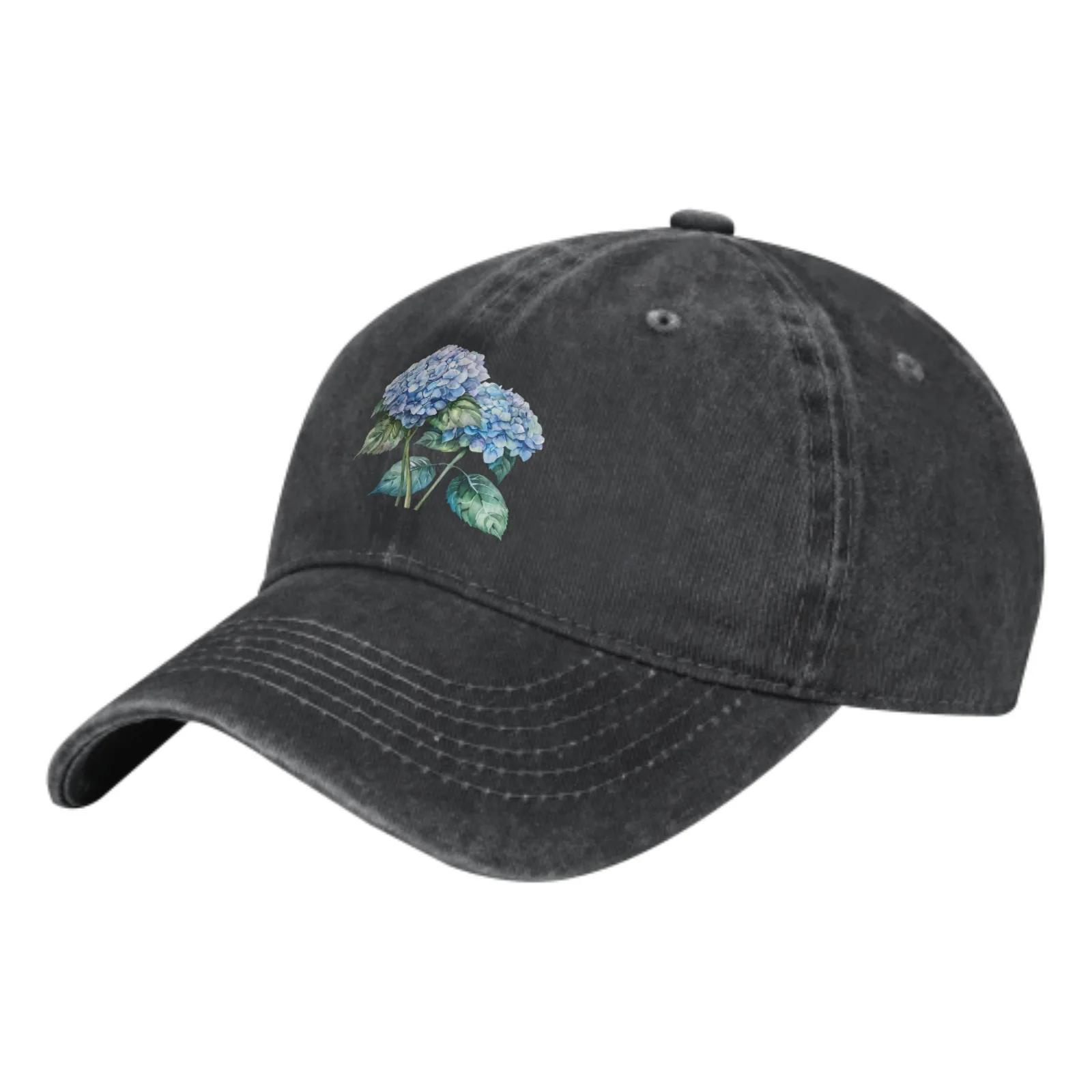 

Blue Hydrangea Flower Fashion Classic Cotton Trucker Hat Summer Dad Cowboy Cap Outdoor Leisure Basketball Caps Adjustable белый