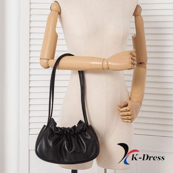 Shirring Long Handle Mini Shoulder Bag (2 Colors)