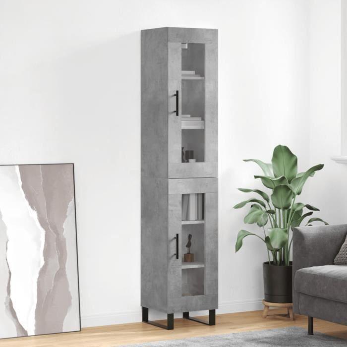 VidaXL Buffet haut Gris béton 34,5x34x180 cm Bois d'ingénierie 3199453