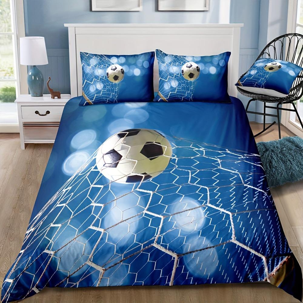 

Soccer-Themed Duvet Cover Set Breathable Soft Polyester With Zip Closure - Includes 1 Duvet Cover 2 Pillowcases 135X200cm