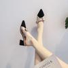 Fashion Slides Outside Shoes for Women Black Woman Slippers Pointed Toe Job Mules with Bow Heeled Sandals New Style Wholesale Trend B I