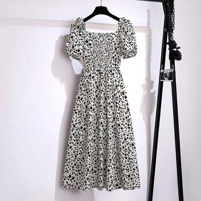 Black Floral Dress, Small Fresh Women's Summer New Temperament Waist Dress