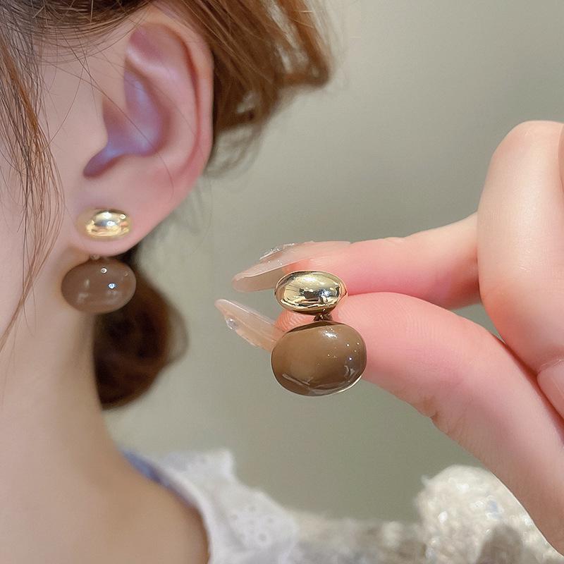 Silver Needle Retro Geometric Resin Earrings: Chinese Style Studs & Dangles