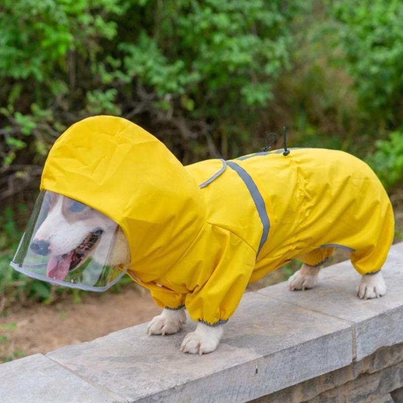 Pet Clothing Hot Item Big Dog Raincoat Cape Style Reflective Strip Pet Raincoat Windproof and Rainproof Dog Hooded Raincoat
