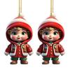 2 Pcs Christmas Ornaments Cartoon Snowman Santa Claus Acrylic Pendant Xmas Tree Hanging Decoration for Holiday Party Decor Car Accessories