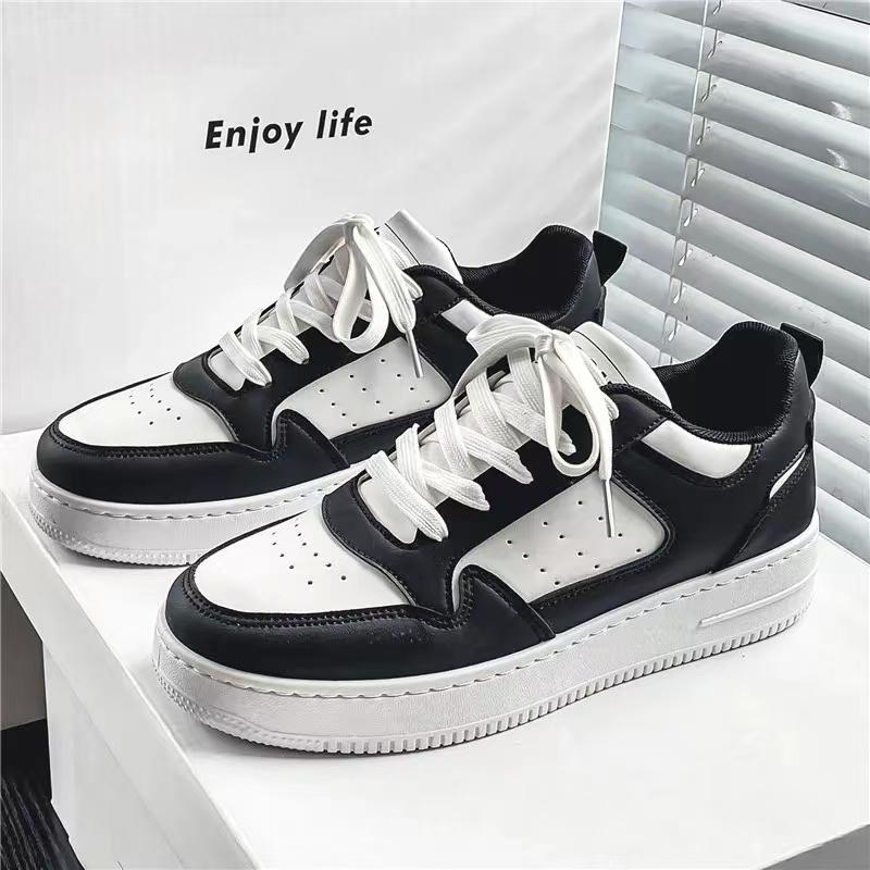 Men's Shoes Fashion White Sneakers For Men Lace up Skateboard Board Shoe Thick Sole Versatile Vulcanized Shoes 