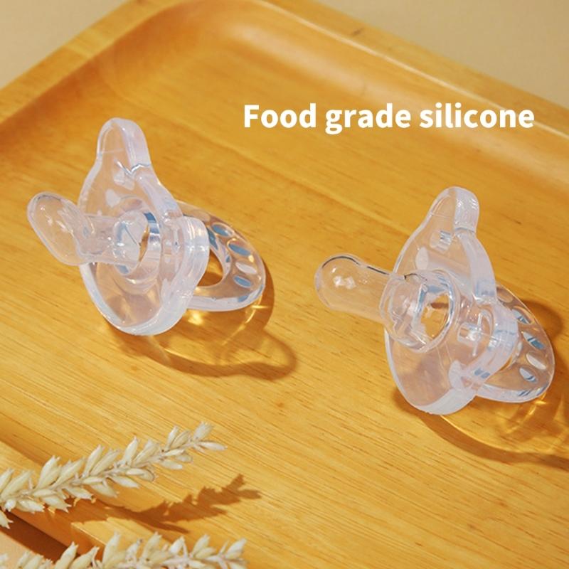 2pcs Infant Soother Soft Silicone Comforting Baby During Weaning Phase for Day And Night Use with Portable Storage Case