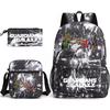 3 Piece School Backpack Set for Students Large Capacity Oxford Cloth Schoolbag with Shoulder Strap and Pencil Case