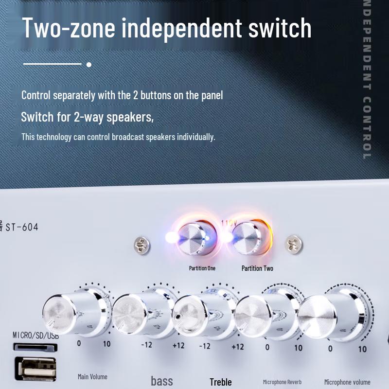 SAST ST-604 120W Bluetooth PA Amplifier with 2-Zone Control