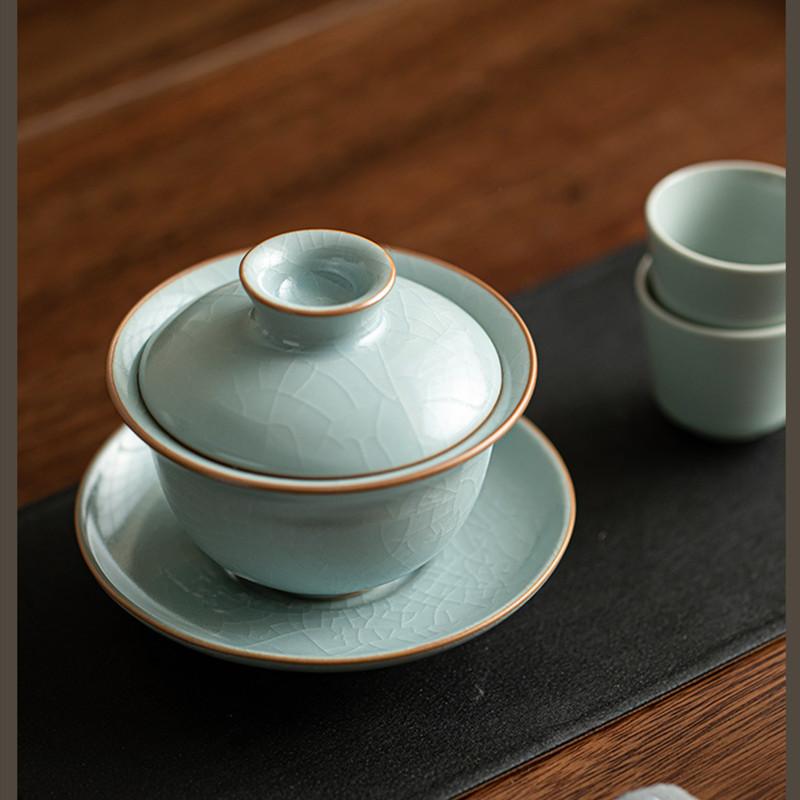 Tradiție Chineză Ceramică Ru Kiln Gaiwan Porțelan Făcut Manual Bol pentru Ceai Bol de Ceai Maestrul Bol de Ceai de Casă Ustensile de Ceai pentru Călătorie 135ml
