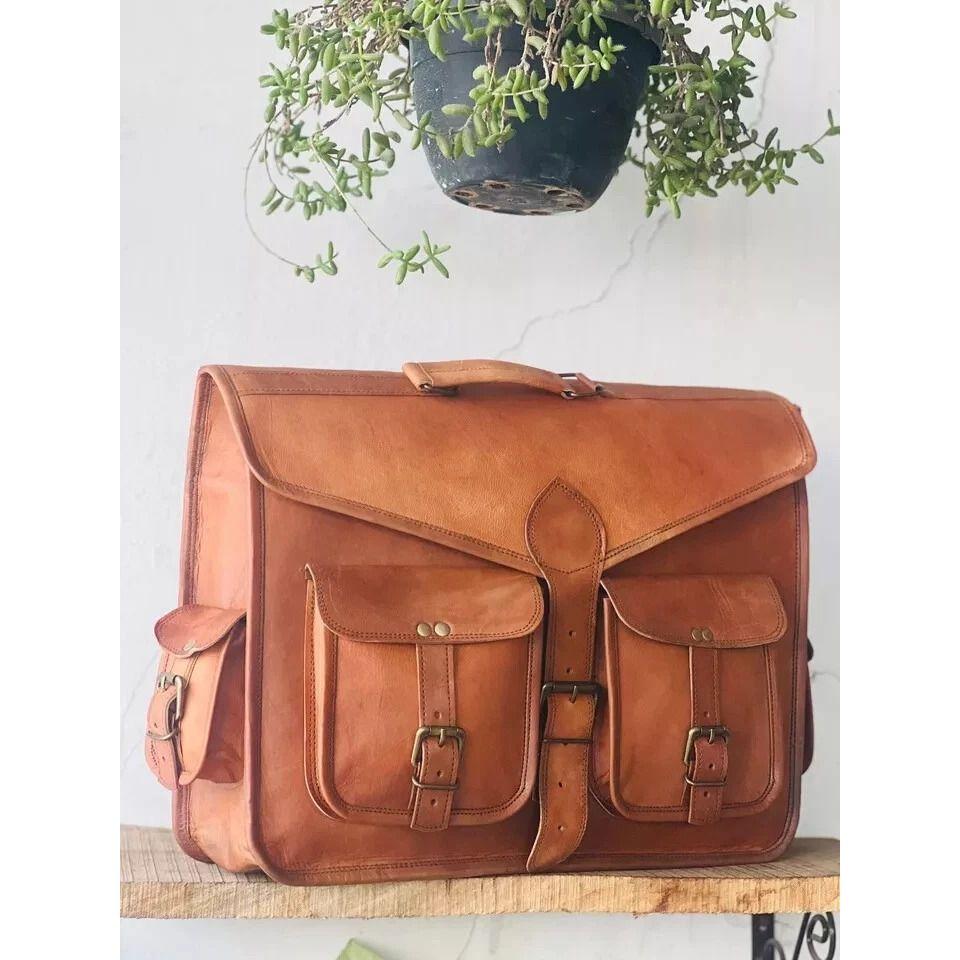 Handmade Artist Choic Leather Vintage Laptop Messenger Briefcase Bag Satchel
