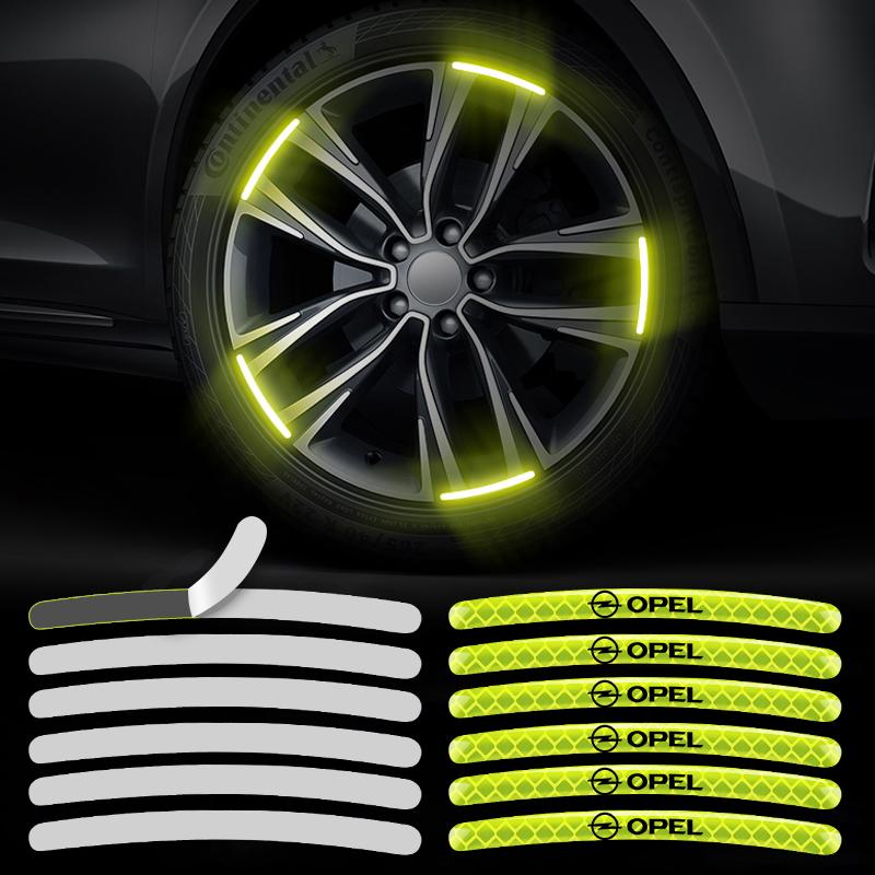 AAAYU1 AAAYQ1 Car Wheel Fluorescent Sticker Hub Sticker Reflective Warning For Opel Corsa Astra Insignia Vectra Zafira Meriva Mokka Grandland