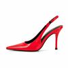 FOREADA Women Patent Leather Slingback Pumps Pointed Toe Thin High Heels Sexy Design Ladies Fashion Shoes Summer Red 43