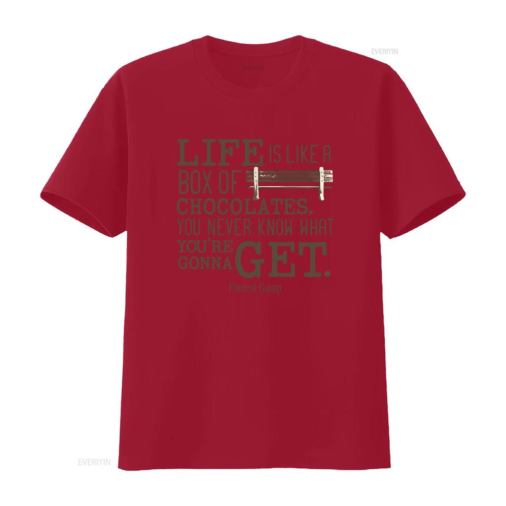 Life Is Like A Box Of Chocolates Forrest Gump Quote T Shirt Unique Design for Movie Fans vintage Washed homme Slightly