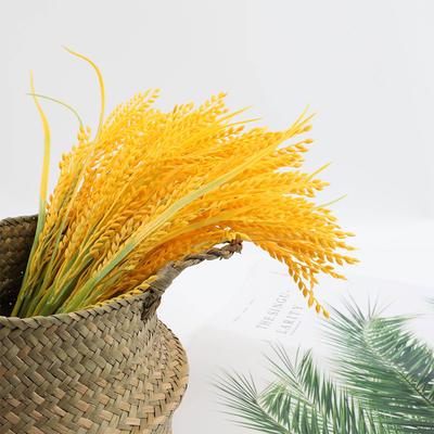 Soft 7-fork Simulation  Wheat  Ear Ornaments Bright Fake Flower Home Furnishing Props Lifelike Artifical Rice Grain Corridor Living Room Garden Decor