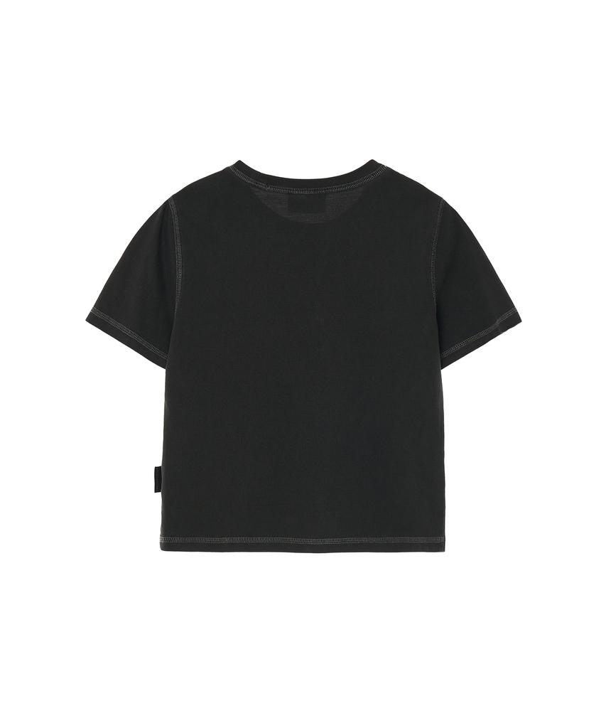 1993STUDIO Reverse Stitch Crop T-Shirt_Charcoal