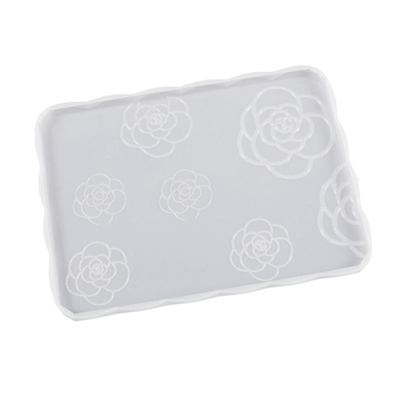 Round Coaster Mold Rose Flower Coaster Molds Silicone Mould for Cup Mat Square Tray Making DIY Epoxy Resin Molds Craft