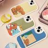 Cartoon Blue Brown Dog Pink Border Leather Phone Case for iPhone 15 14 13 Pro Max 12 11 16 Plus Phone Cover