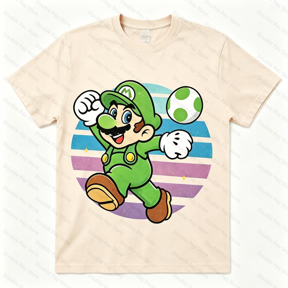 Men Women T Shirt Women Tee Boys Girls Top Adults Children Parent Child Cotton kid Tshirts Super Mario Gaming Graphic Crewneck