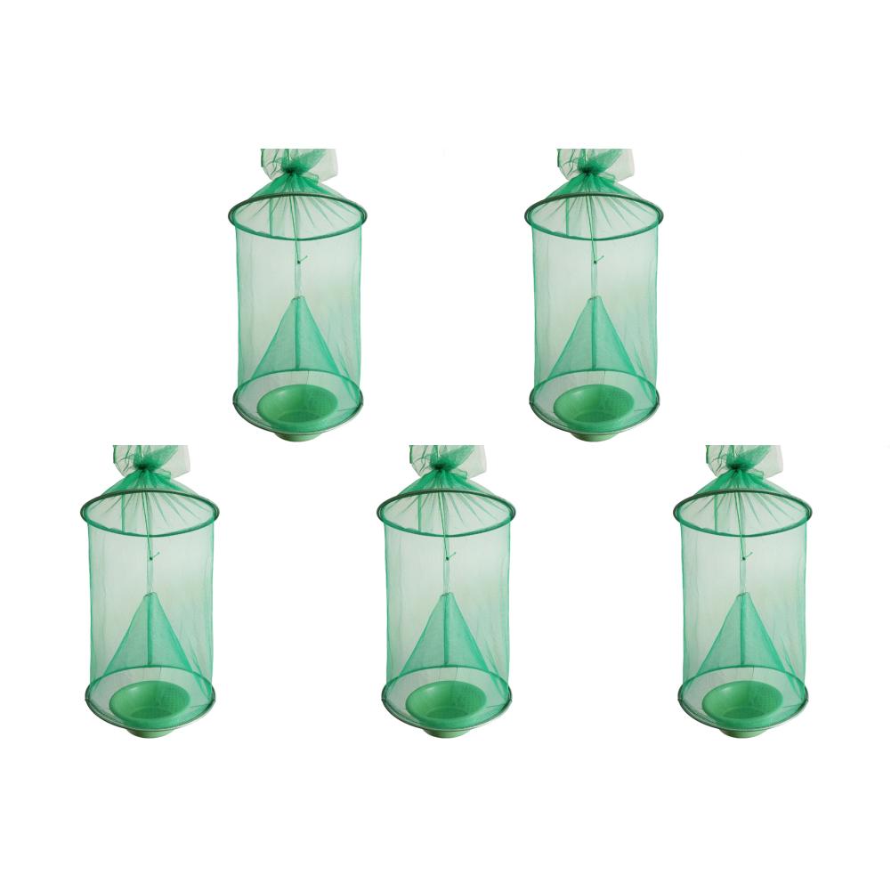 

5 шт. Подвесная сетка-ловушка для мух, многоразовая складная ловушка для насекомых, клетка-ловушка для мух, сетка-ловушка, уличная садовая подвесная мухоловка