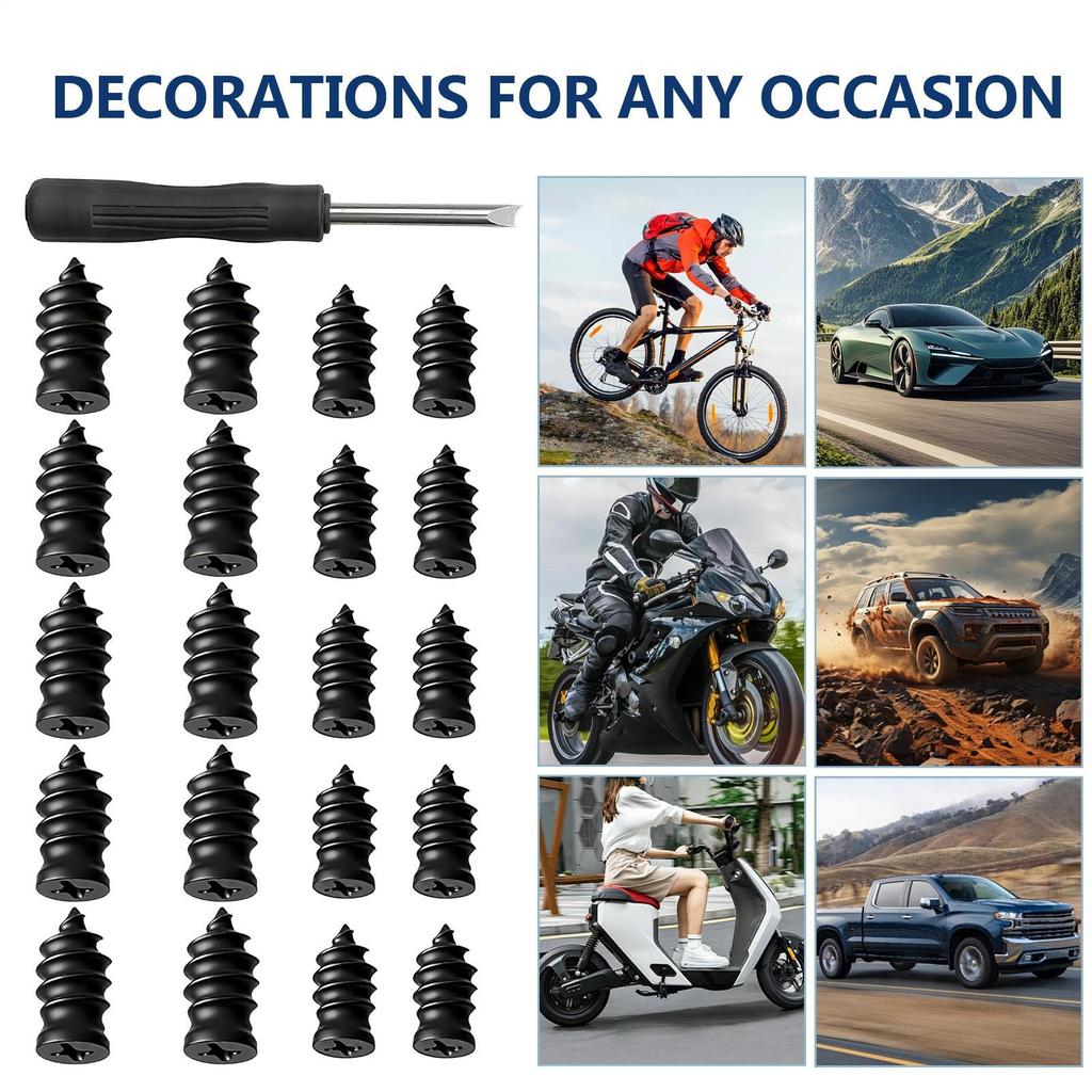 20Pcs Car Tyre Repair Rubber Nail Set Car Motorcycle Tyre Repair Nails Truck Scooter Bike Tire Puncture Repair Tool