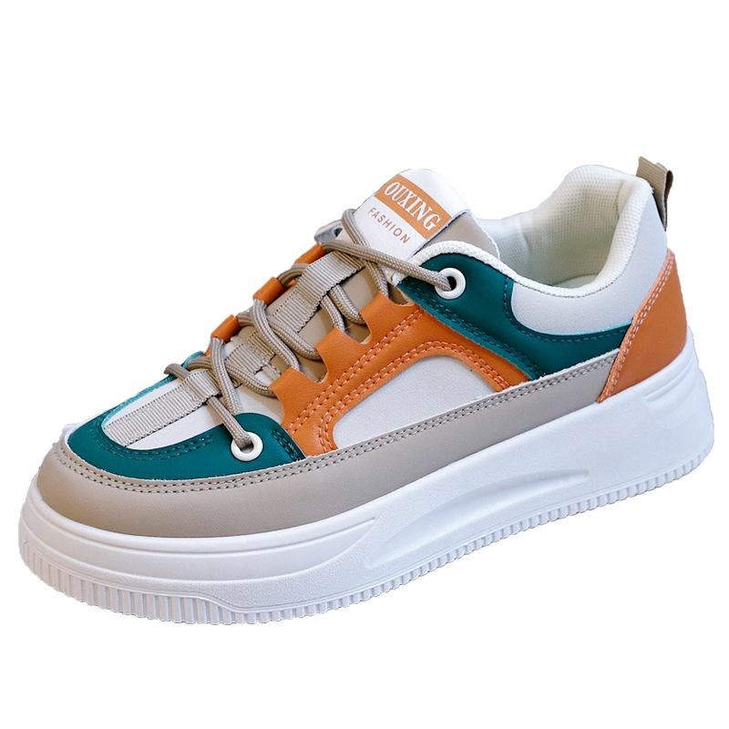Frühling und Herbst Neue Weiße Schuhe Damenschuhe All-Matching und Leichte Board Schuhe Farblich Passende Plateau Freizeit Sport