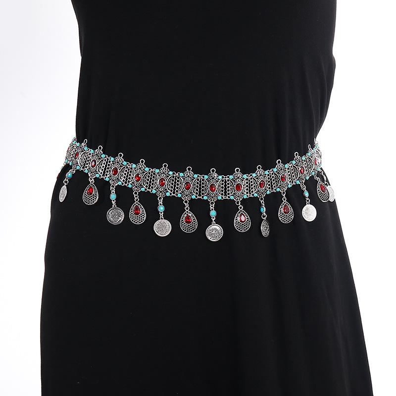 Элегантная поясная цепочка из золотого сплава с кисточками из страз для женщин серебряный