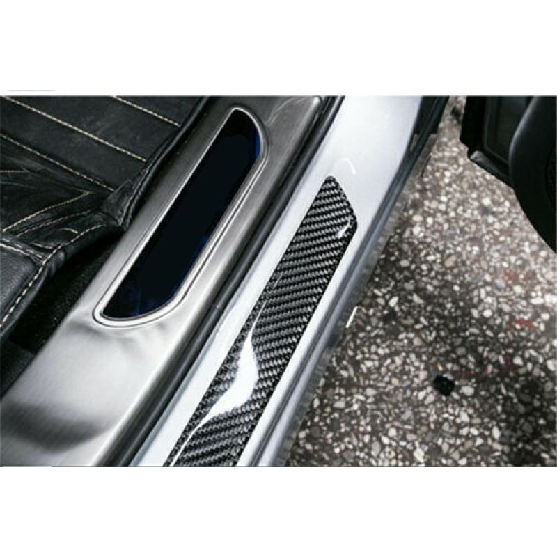 2X Real Carbon Fiber Car Scuff Plate Door Sill Cover Panel Step Protecors 258Cm