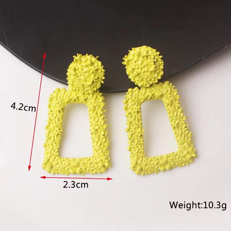 Square Long Hanging Earrings for Women Colorful Enamel Geometric Statement Dangle Earrings Girls Drop Earrings pendientes
