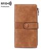 RFID anti-theft swiping ladies' long wallet retro multi-slot buckle wallet fashionable clutch