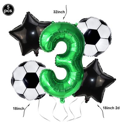 Kit de ballons d'anniversaire de football en aluminium, ballons à air de football en aluminium de 32 pouces, ballons à chiffres en aluminium pour enfants, garçons, fournitures de fête à thème sportif