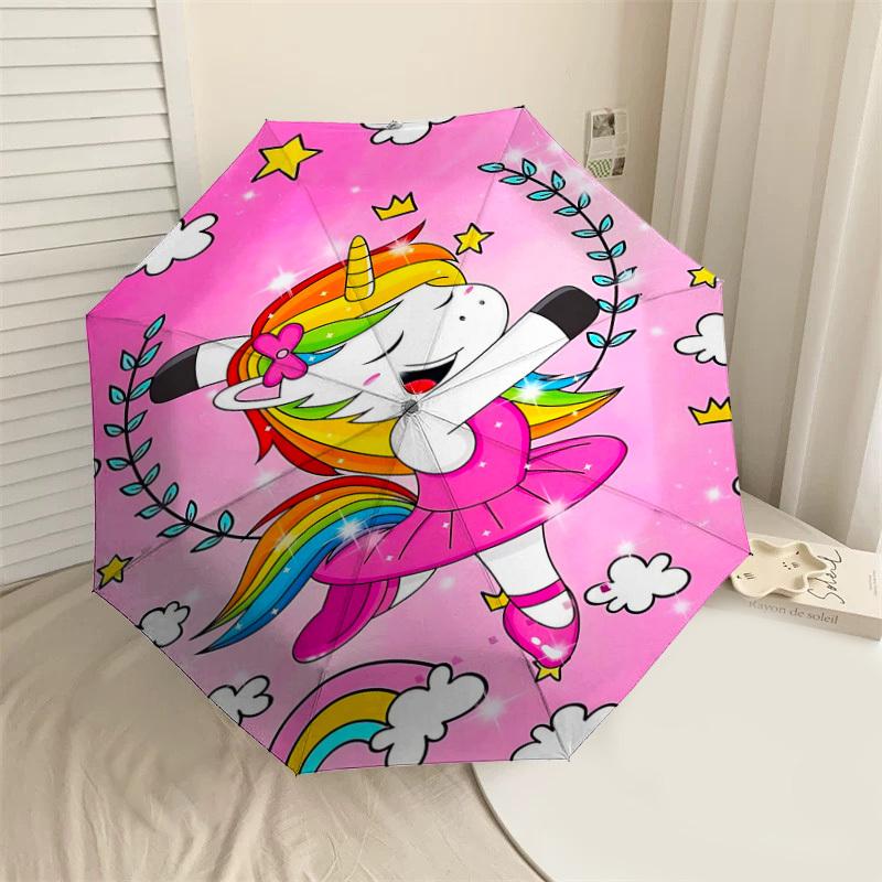 

1PC Unicorn Ballet Umbrella-8-Rib Reinforced Portable Folding Travel Suitable for All Seasons Outdoor Daily Use-G363