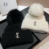 Paris Star Fox Hairball Plush Knitted Hat Women'S Winter Cold Northern Warm Rabbit Hair Ear Protector