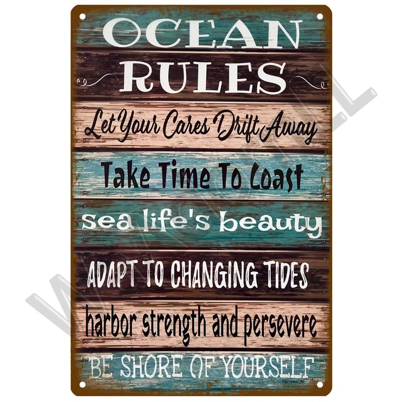 Beach Tin Sign Plaque Metal Summer Sign Metal Plate Wall Decor For Beach Bar House Surf Club Decorative Iron Painting Poster