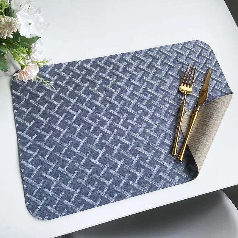 Polyester Herringbone Jacquard Fabric Placemats Non-Slip Heat-Resistant Creative Table Mats Home Dining Decor