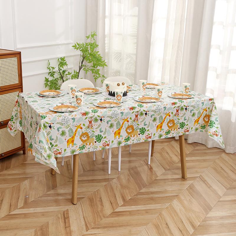 Animal-Themed Birthday Party Paper Tableware Set: Includes Disposable Plates, Cups, and Napkins for Kids.