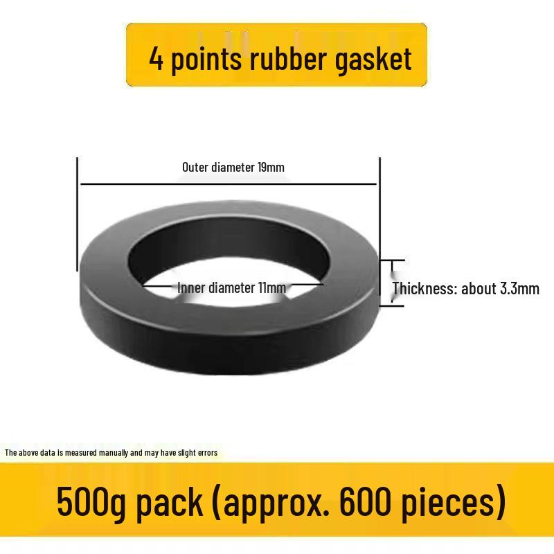 4-Point Black Rubber Gasket with 6-Point Sealing Ring and Silicone Shower Inlet Hose Waterproof Pad