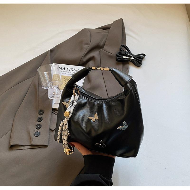 

Ручная переноска простой и модный мешок-горошина новый тренд бант на плечо сумка-мессенджер с высоким чувством чёрный