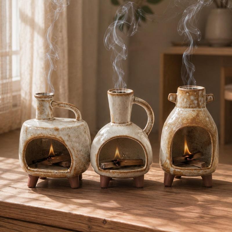 Palo Santo Holder Ceramic Incense Burner Sage Burning Tray Support Stick Incense Holder Aromatherapy Furnace