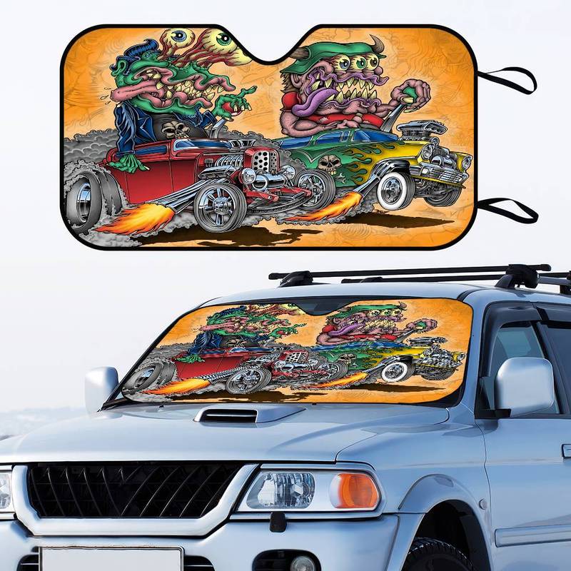 Rat Fink Printed Windshield Sunshade Anime Cute Car Front Windshield 70x130cm Sun Visor Heat Reflector