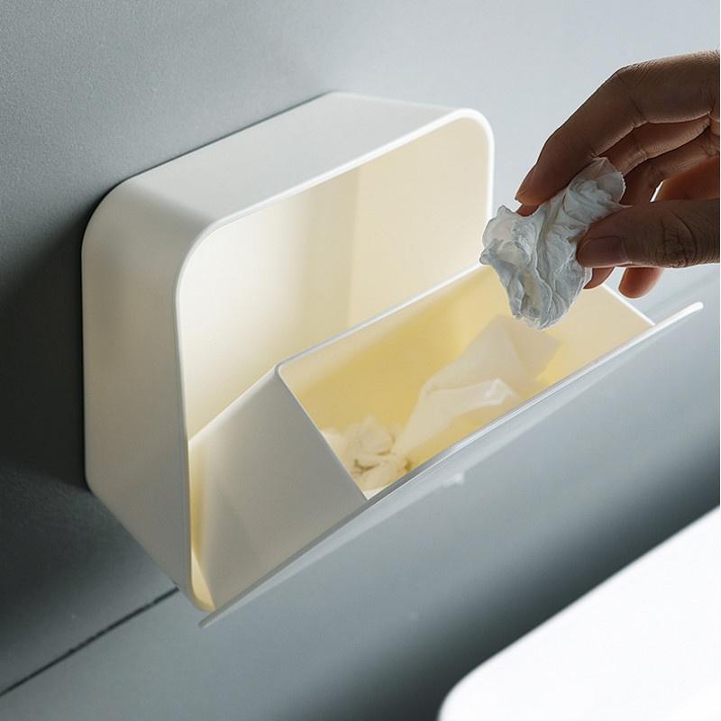 Multifunctional Creative Cotton Swab Storage Box Wall-mounted Cotton Pad Flip Dustproof Small Bathroom Supplies Plastic