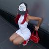 Women European Style Sexy Zipper Halter Sleeveless Slim Fit Short Bodycon Dress