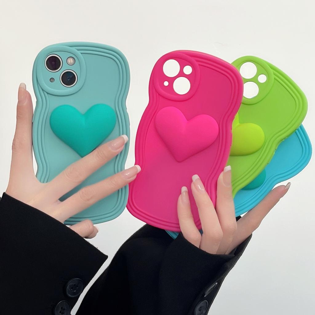 Wind Ins Three-dimensional Big Love Applies To iPhone17/16 Apple 15 Mobile Phone Case 14/13Pro Max Female 12PM